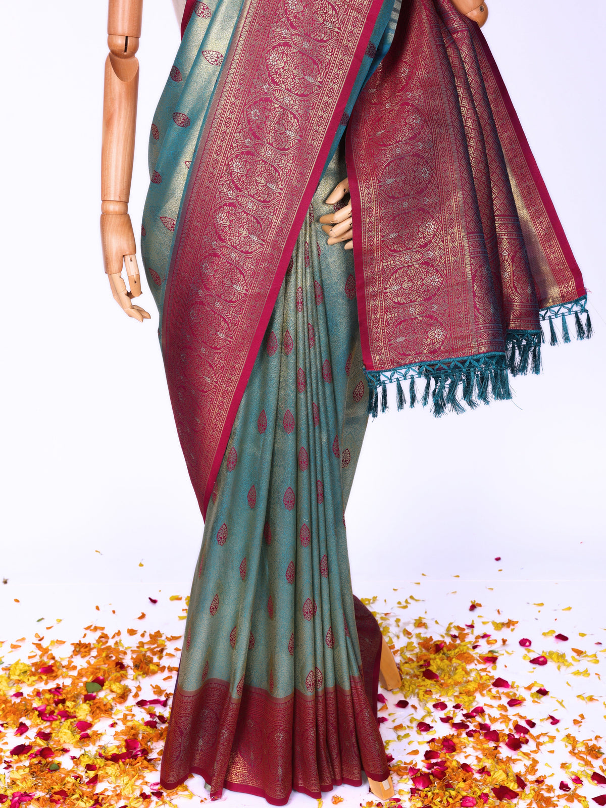 Sky blue color Kanjivaram work Designer Saree BLS1011_Sky blue