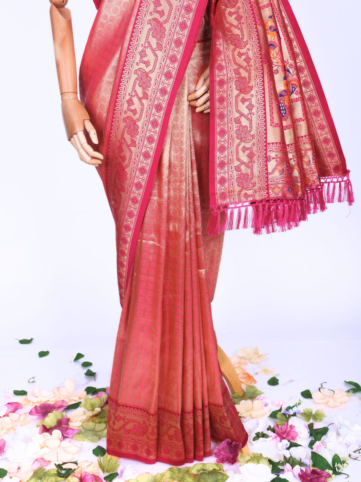 Pink color Kanjivaram work Designer Saree BLS1015_Pink