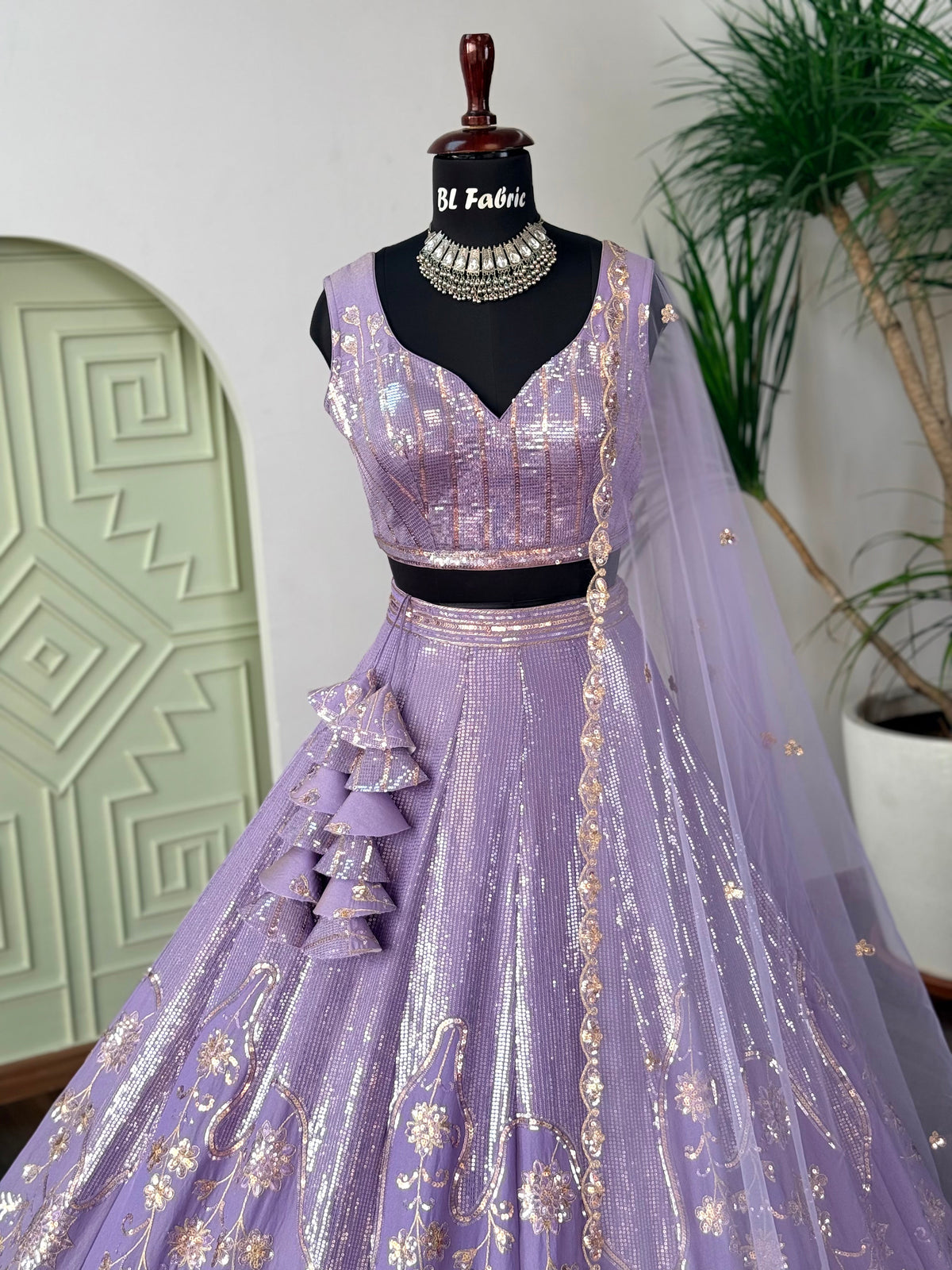 Pastel Purple color Designer Sequence Embroidery work Lehenga choli BL1689