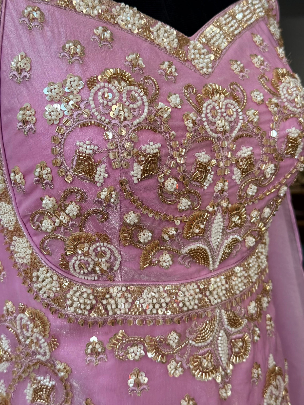 Pastel Lavender Pink color Bids Sequence Embroidery work Sharara set BLS126