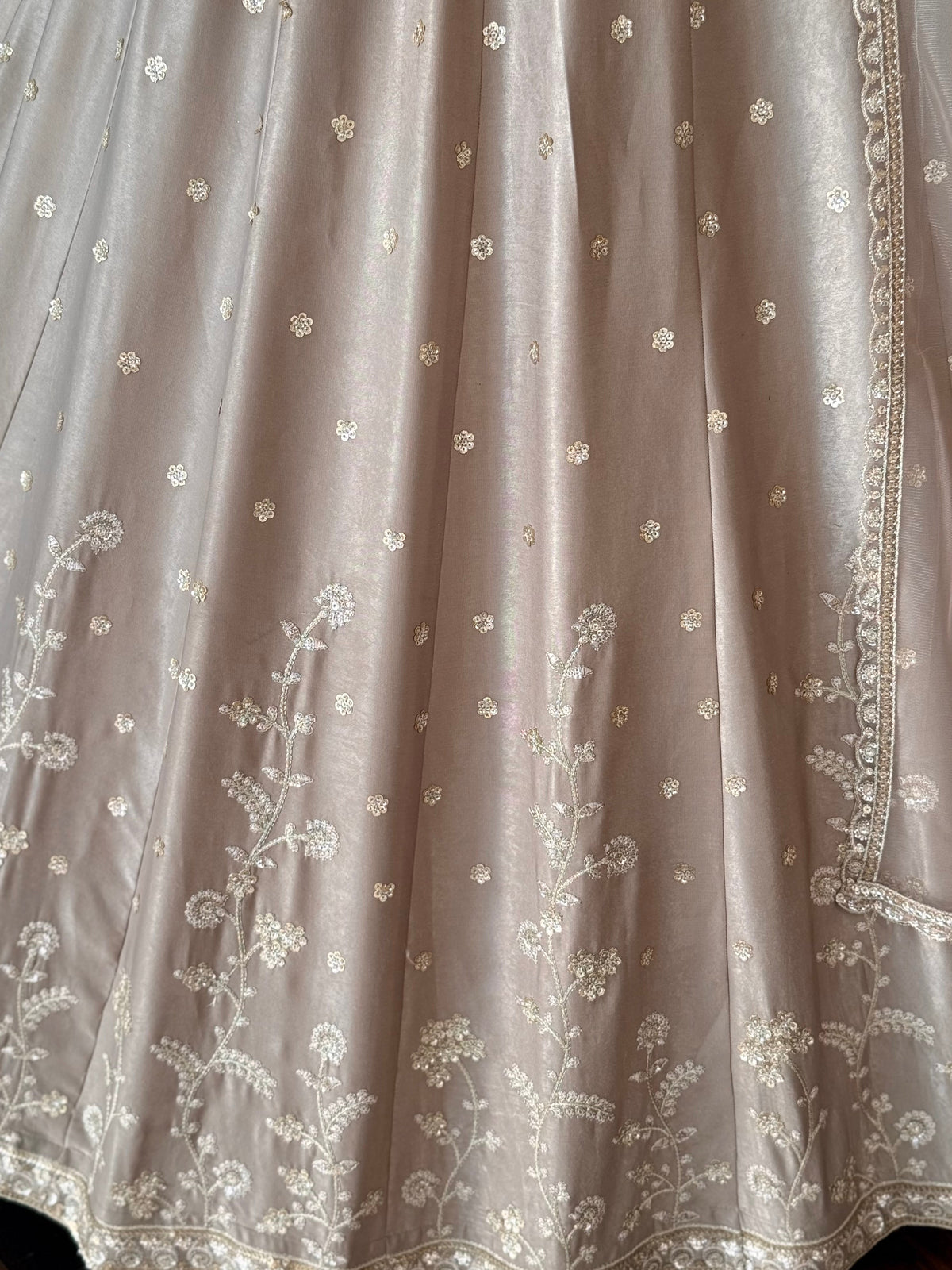 Dusty Nude Gold color Designer Sequence Embroidery work Lehenga choli BL1706