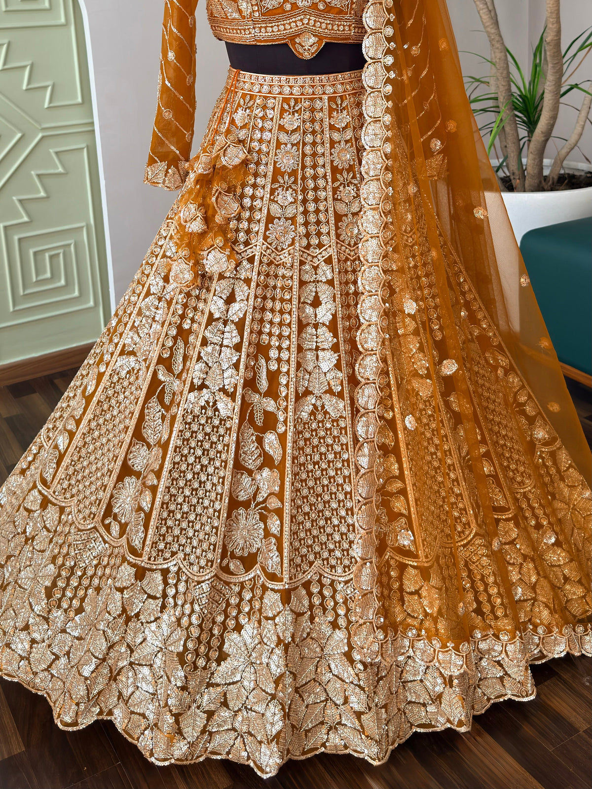 Orange color Hand Embroidery work Designer Lehenga Choli for Wedding Function BL1709
