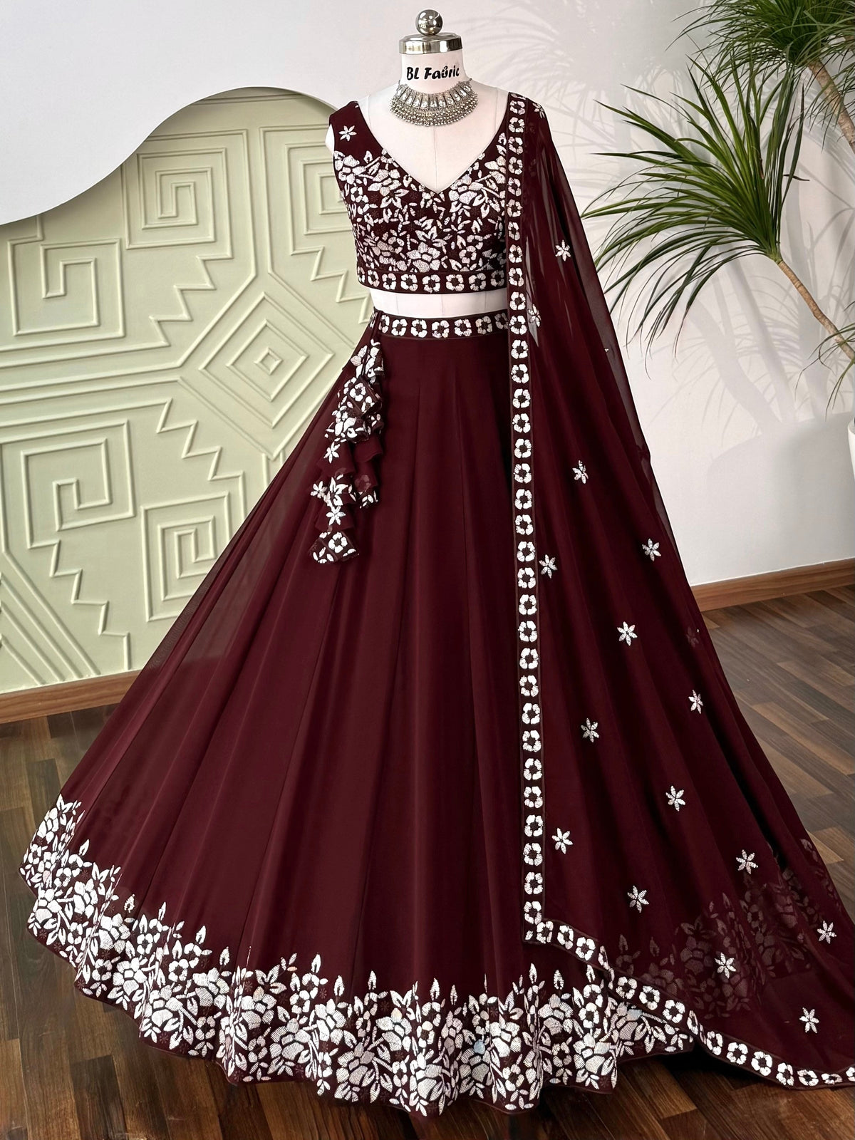 Maroon color Sequence Embroidery work Designer Lehenga Choli BL1671
