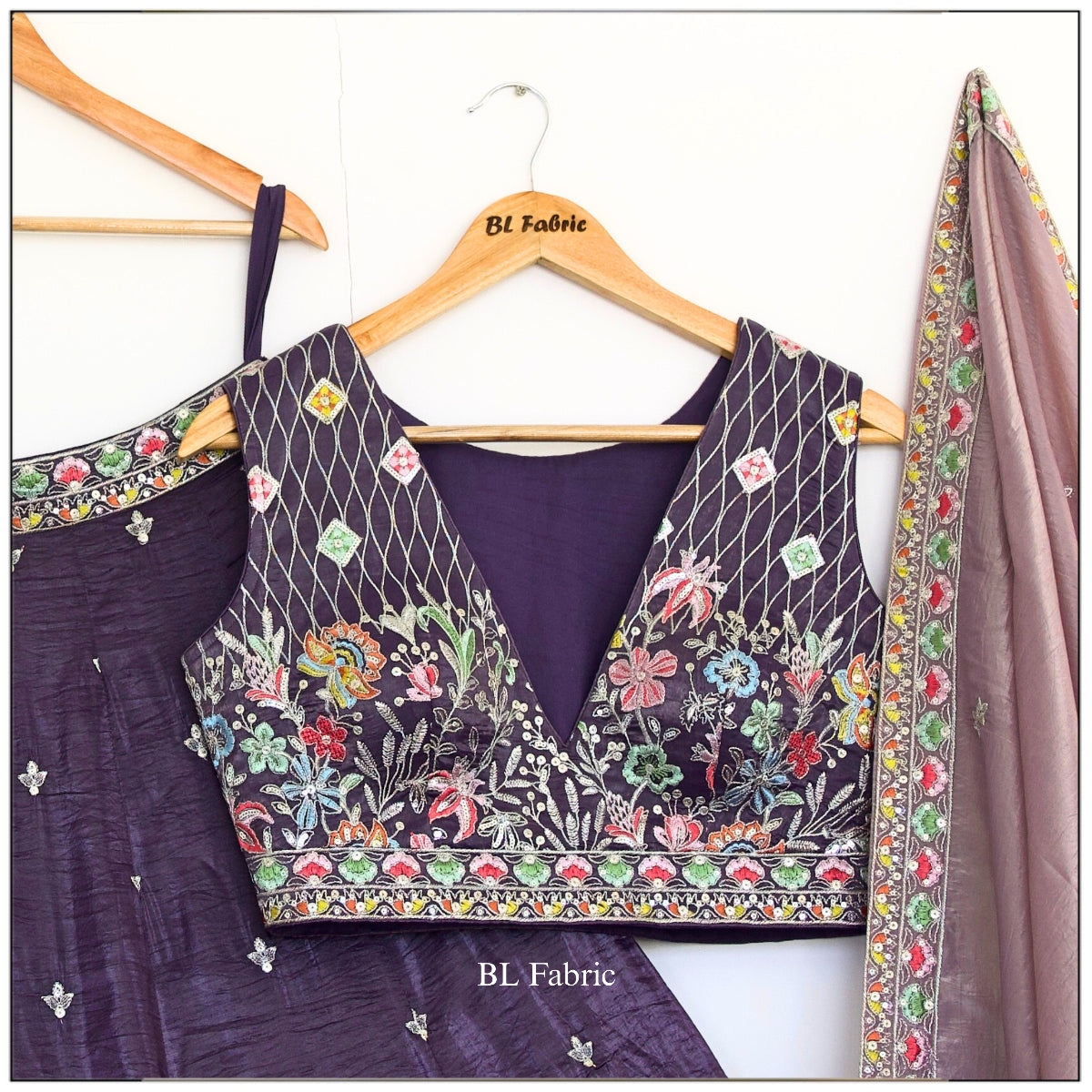 Shadding Purple color Zari Embroidery work Designer Lehenga Choli BL1529