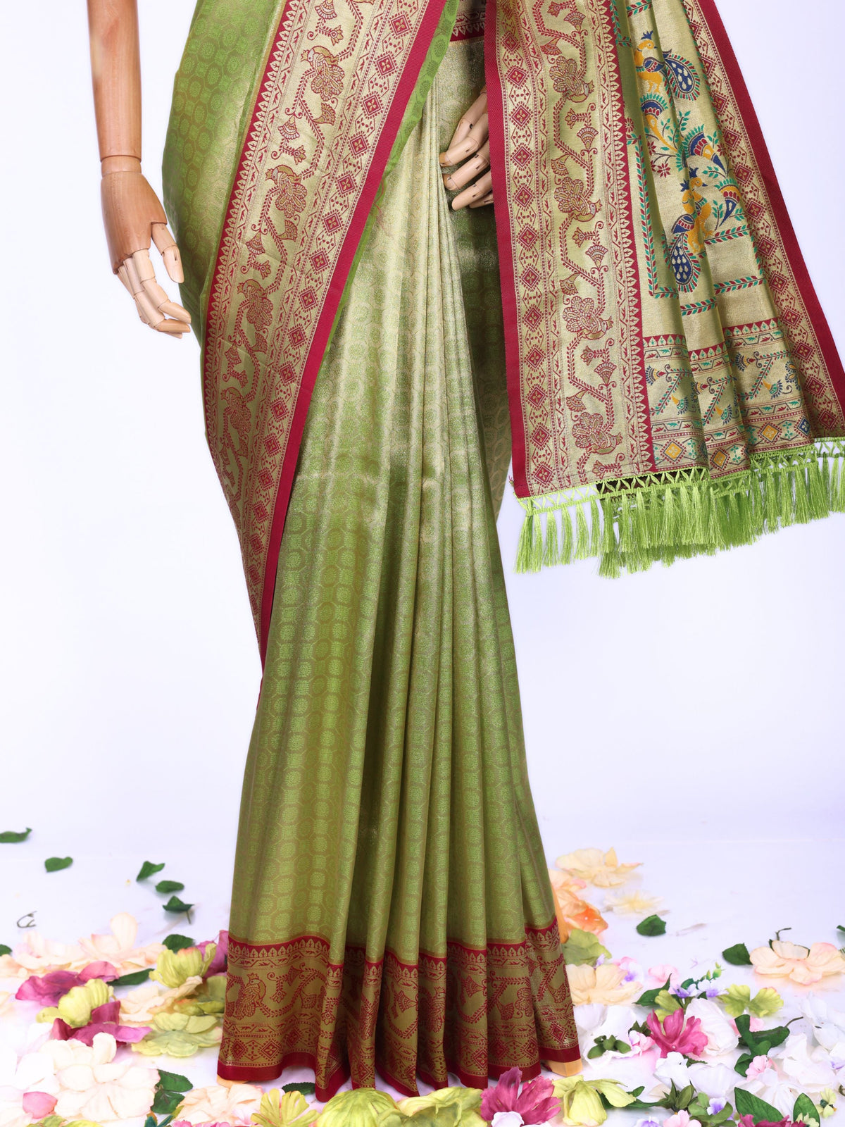Parrot color Kanjivaram work Designer Saree BLS1015_Parrot