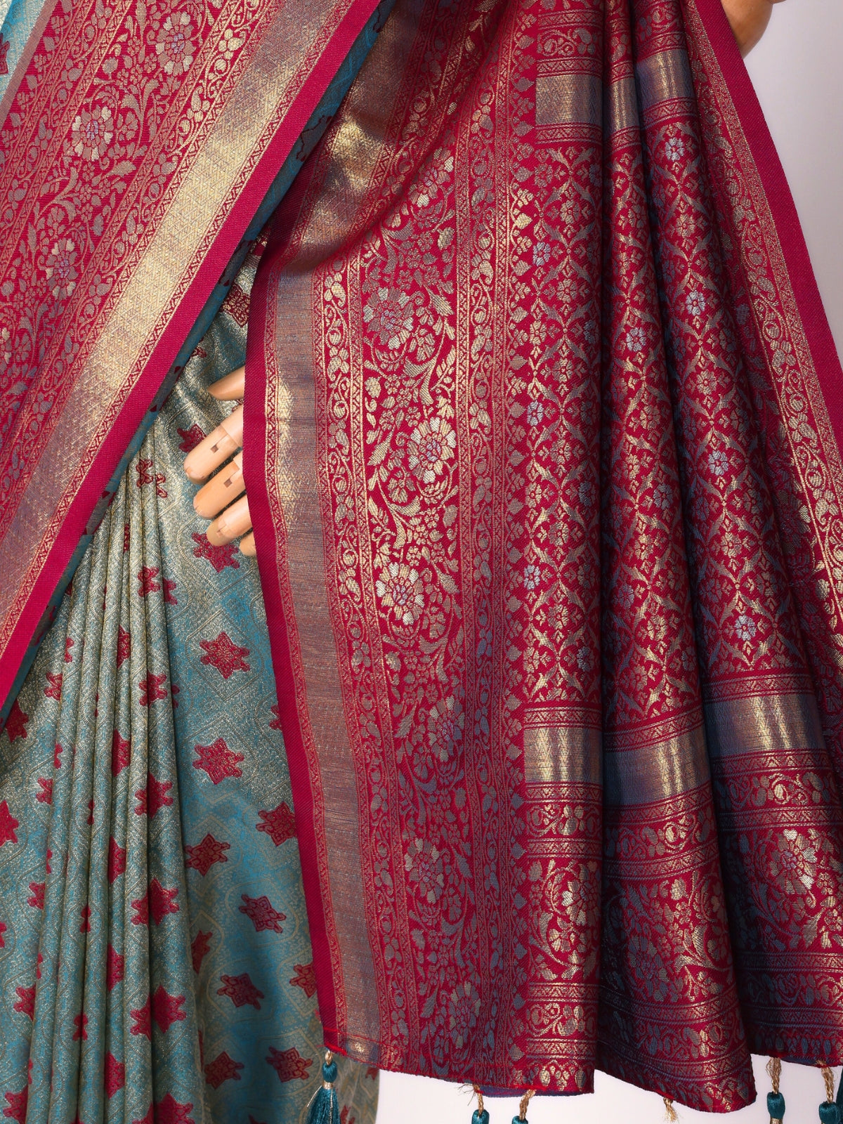 Skyblue color Kanjivaram work Designer Saree BLS1004_Skyblue