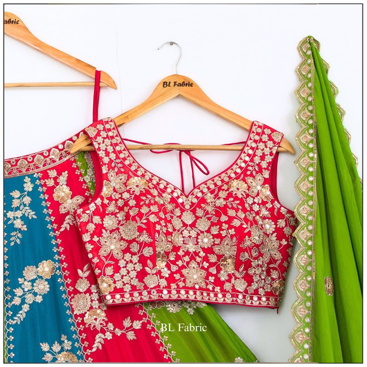 Multi color Sequence Thread Embroidery work Designer Lehenga Choli for Any Function BL1531