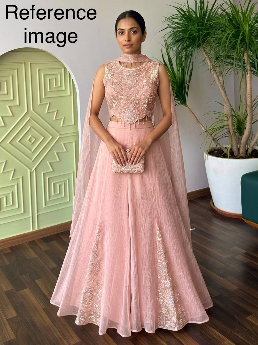 Pink color Bids Embroidery work Sharara set BLS105