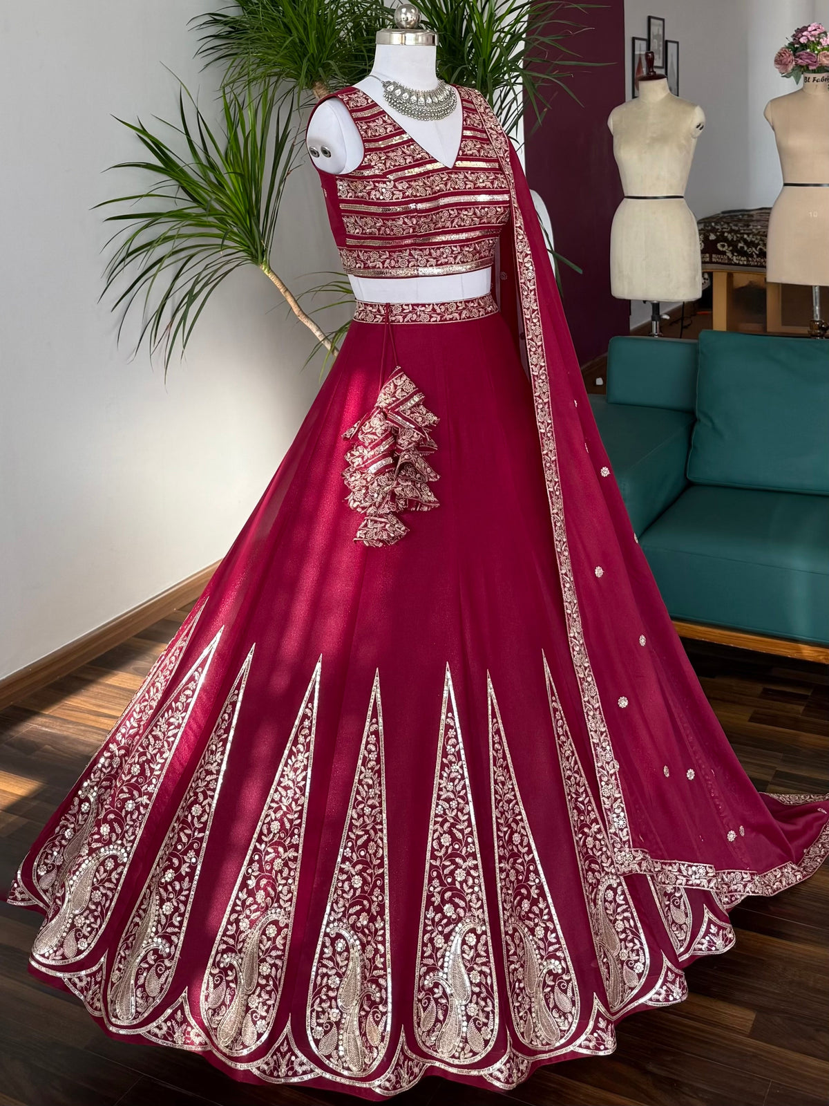 Wine Maroon color Sequence Embroidery work Designer Lehenga Choli BL1645