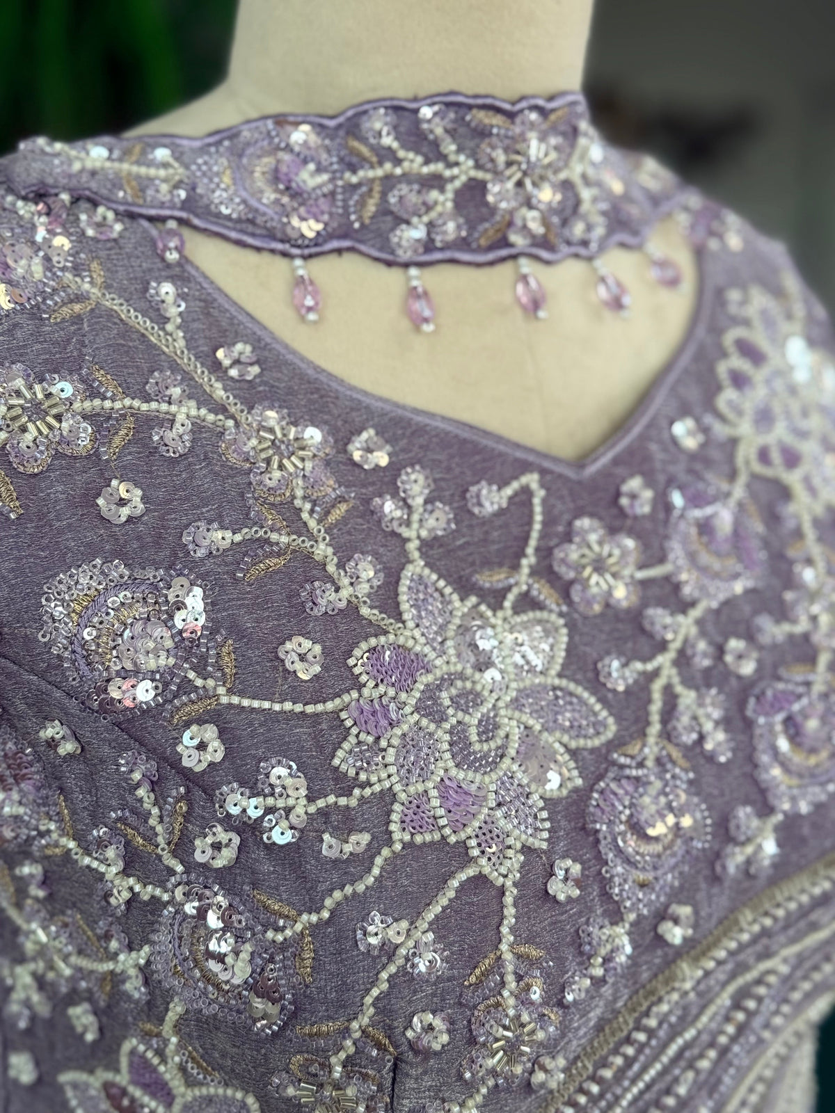 Purple color Bids Embroidery work Sharara set BLS114