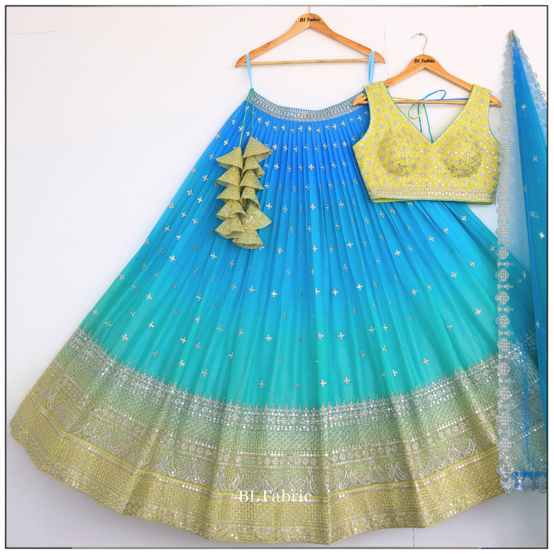 Pastal Rainbow color Sequence Embroidery work Designer Lehenga Choli for Wedding Function BL1521