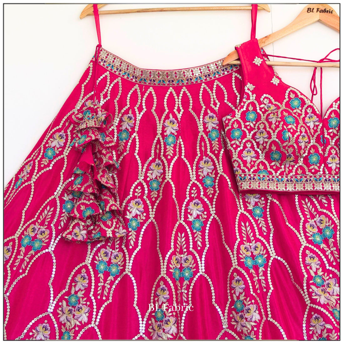 Shadding Pink color Sequence Embroidery work Designer Lehenga Choli for Wedding Function BL1525