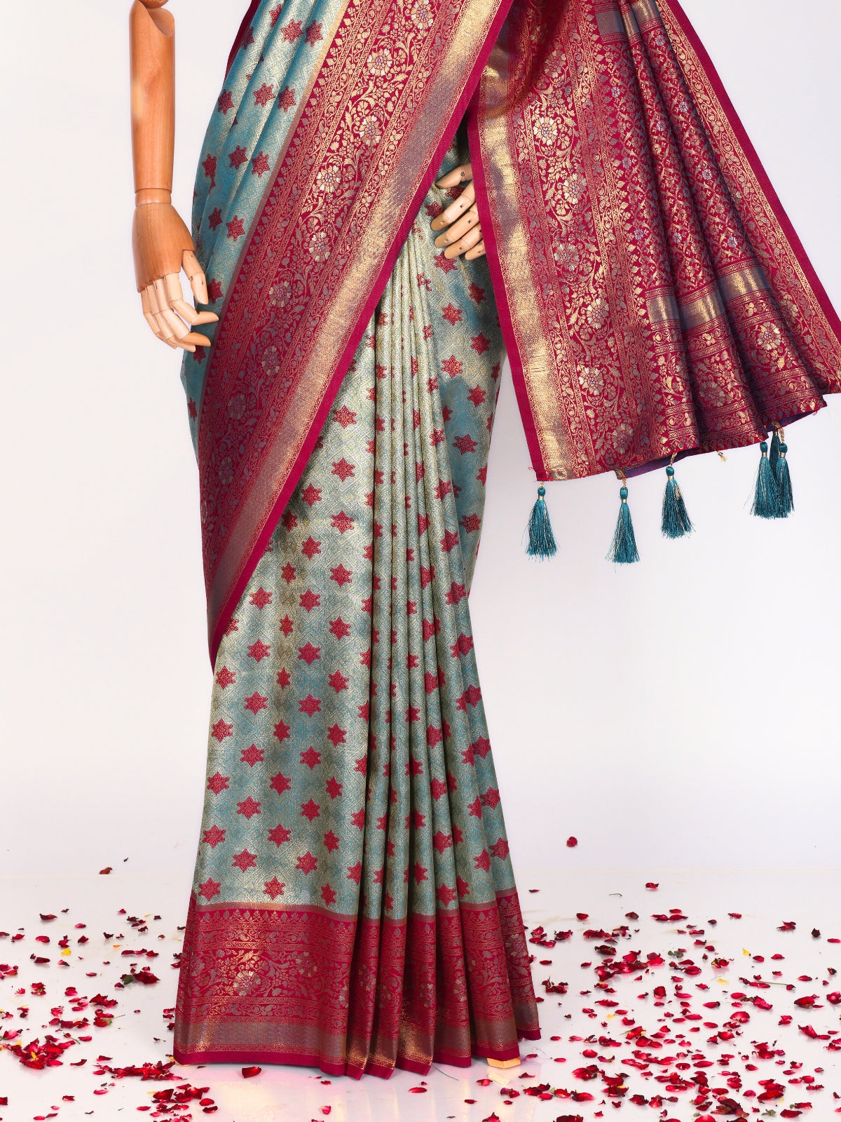 Skyblue color Kanjivaram work Designer Saree BLS1004_Skyblue