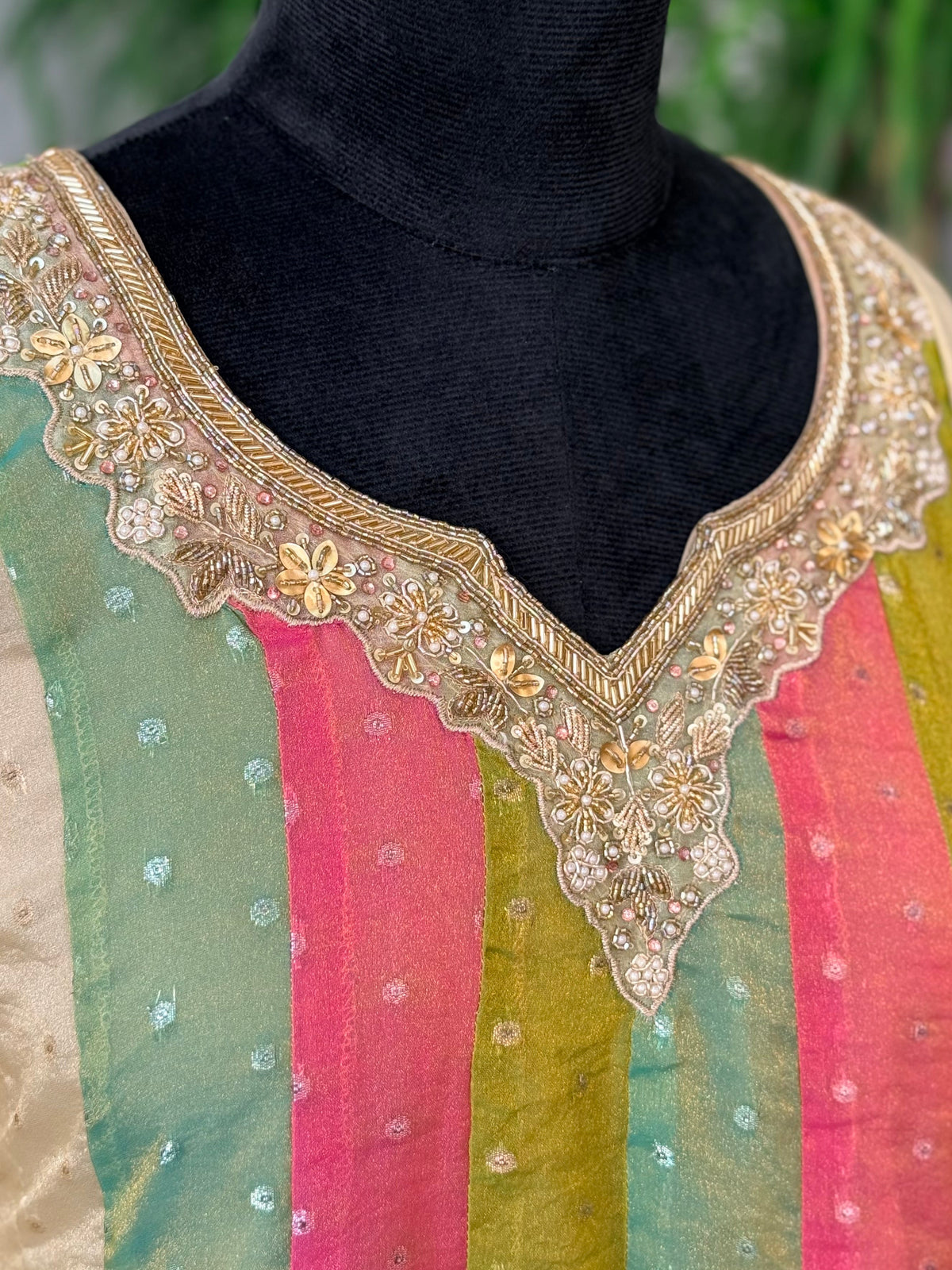 Multi Ivory Gold Handwork Necklace Sharara set BLS123