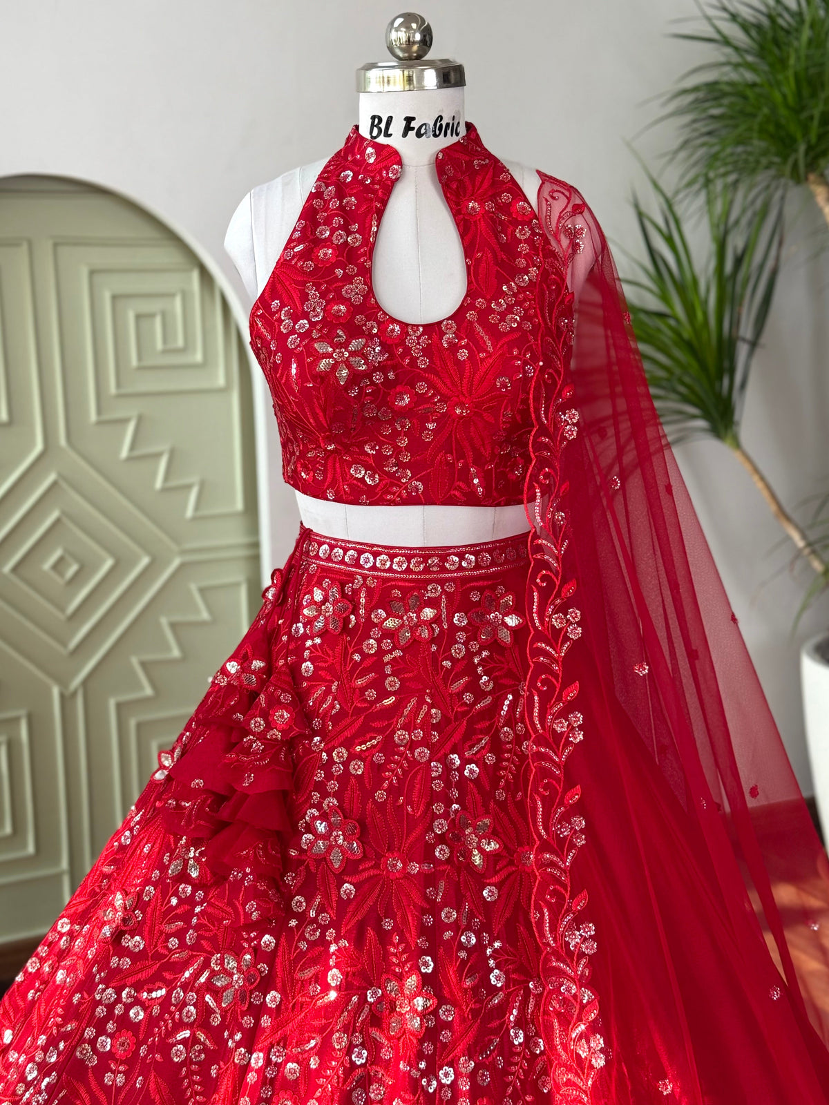 Red color Sequence Embroidery work Designer Lehenga Choli BL1662