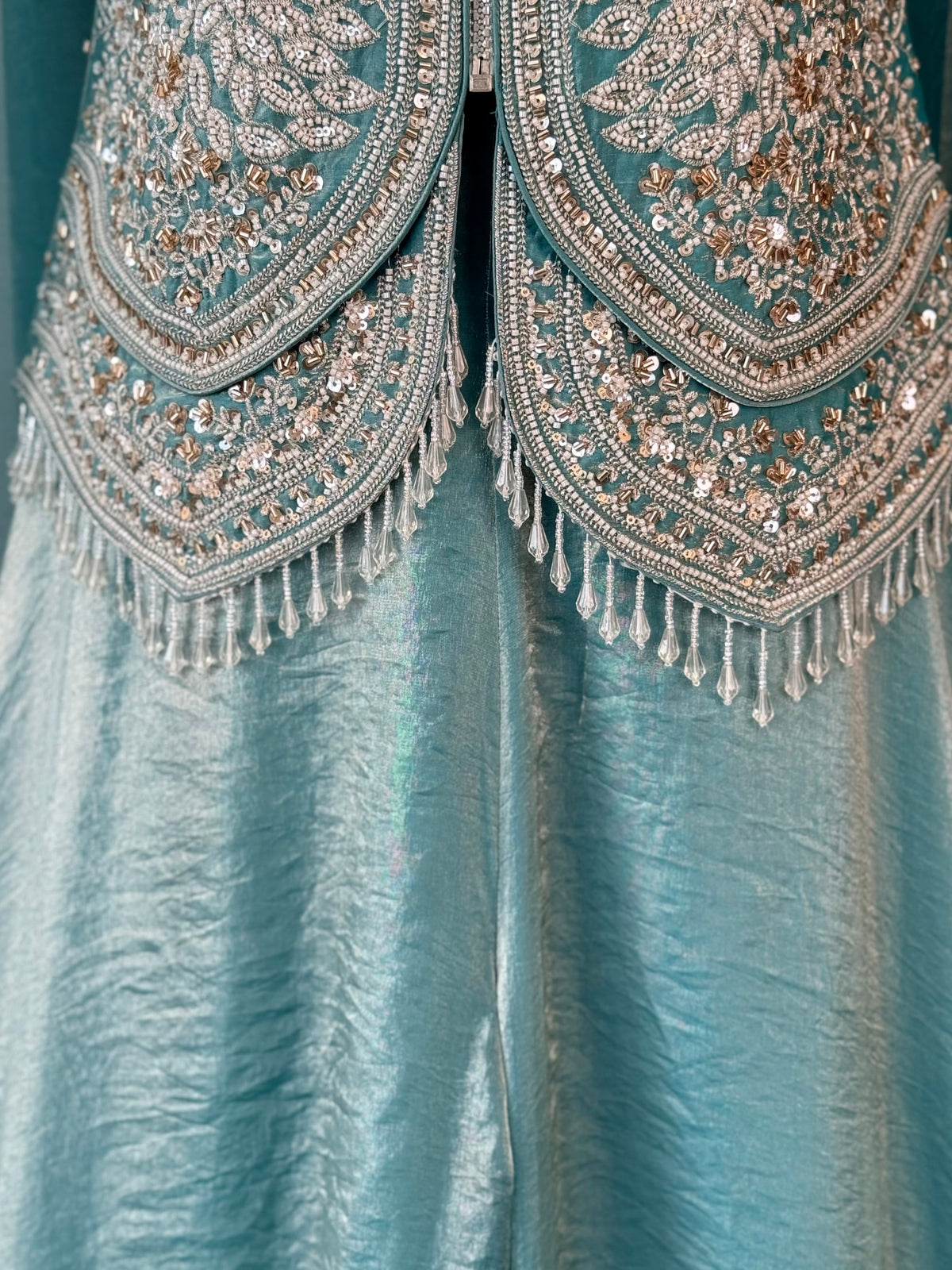 Royal Ice blue color Bids Sequence Embroidery work Sharara set BLS102