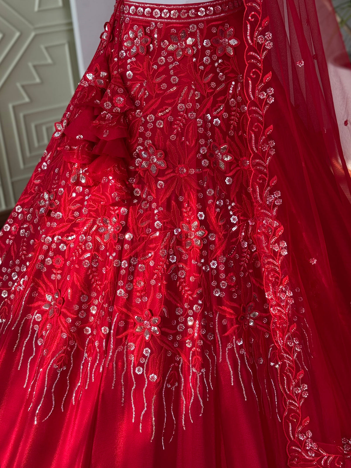 Red color Sequence Embroidery work Designer Lehenga Choli BL1662