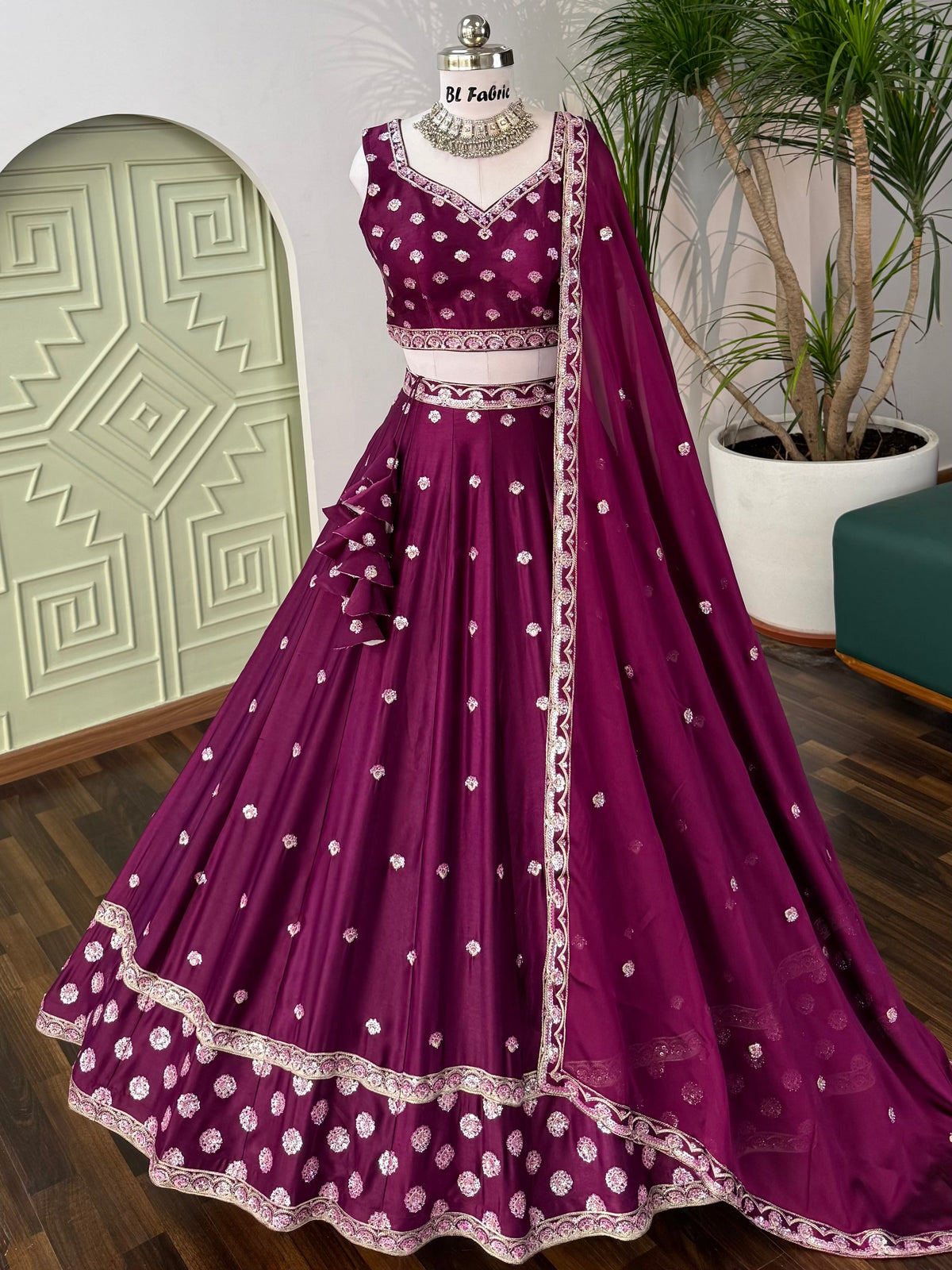 Wine Purple color Designer Embroidery work Lehenga choli BL1672