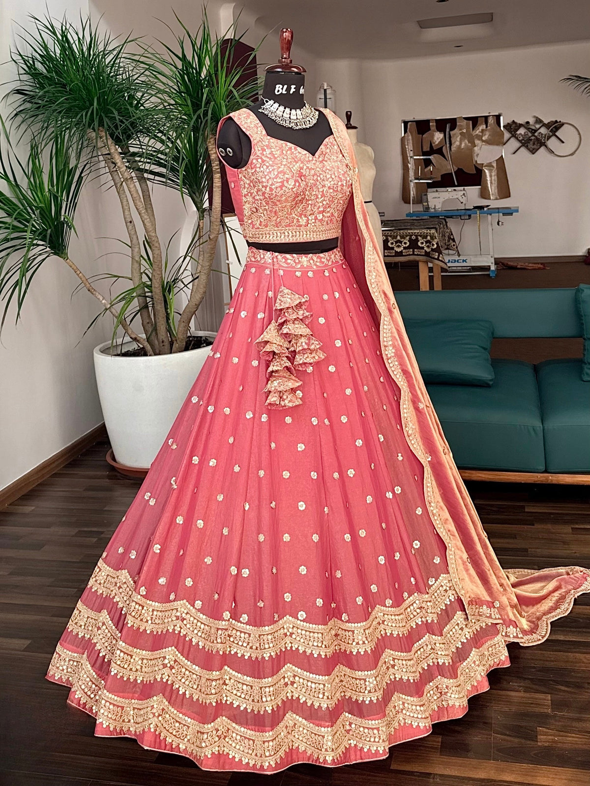 Dusty Pink color Designer Sequence Embroidery work Lehenga choli BL1702