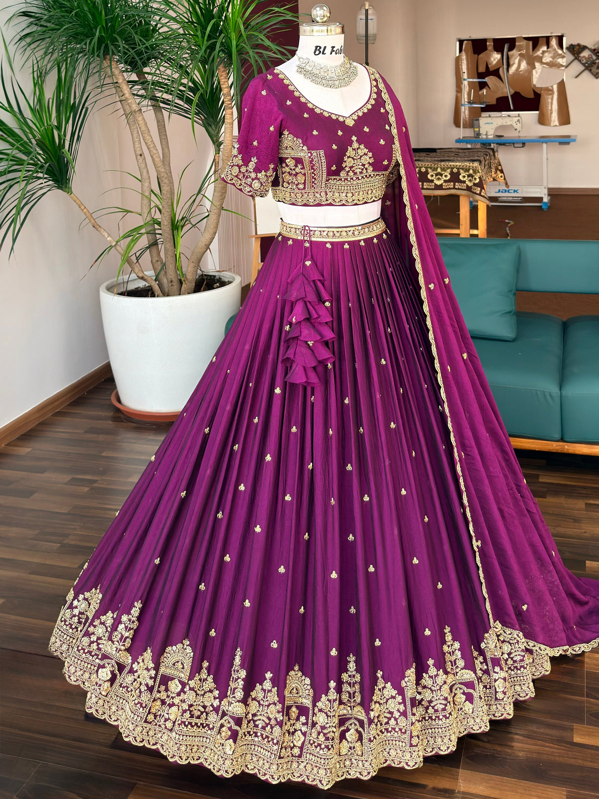 Wine Purple color Bids Embroidery work Designer Lehenga Choli BL1708