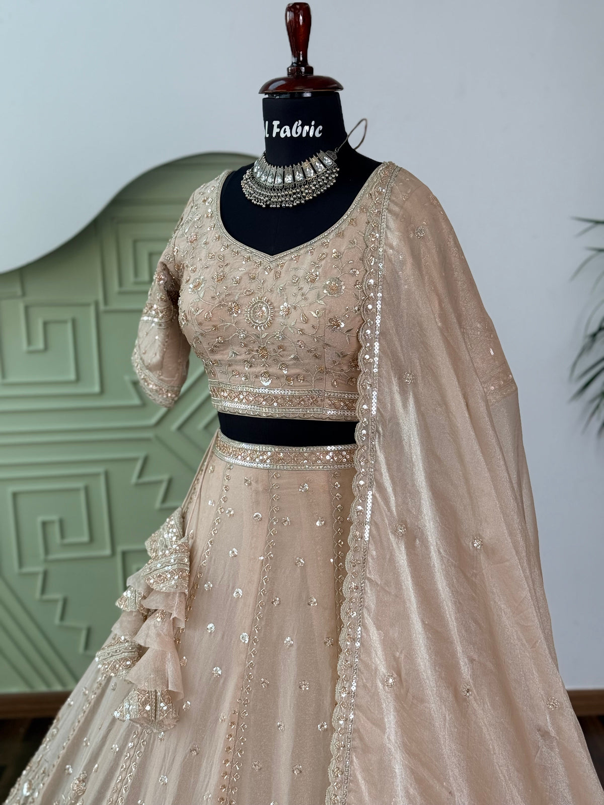Dusty Peach color Designer Bids Embroidery work Lehenga choli BL1737