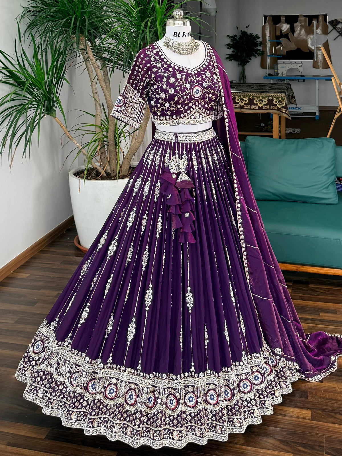 Purple color Designer Bids Embroidery work Lehenga choli BL1741