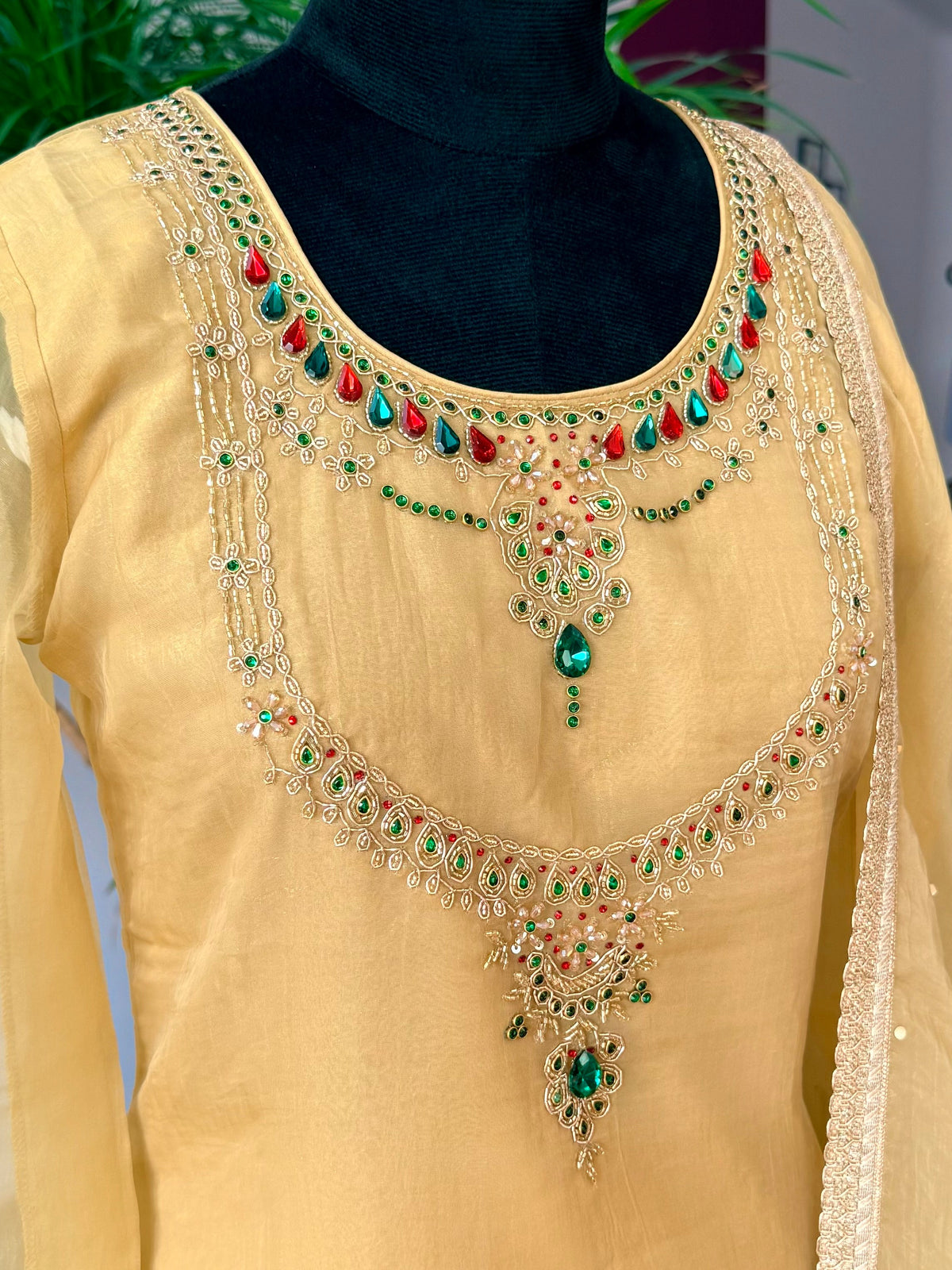 Pastel Yellow color Bids Sequence Embroidery work Sharara set BLS136
