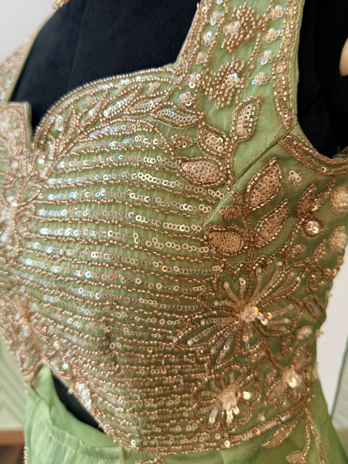 Pastel Pistachio Green color Bids Sequence Embroidery work Sharara set BLS138