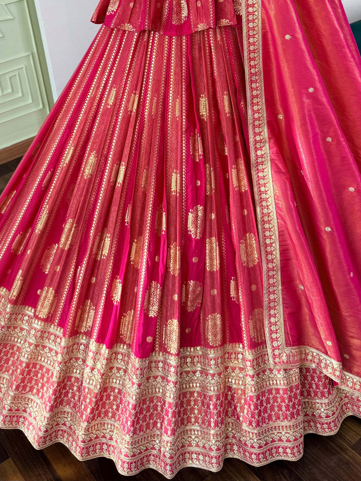 Rani Pink color Jacquard With Embroidery Designer Lehenga choli BL1700