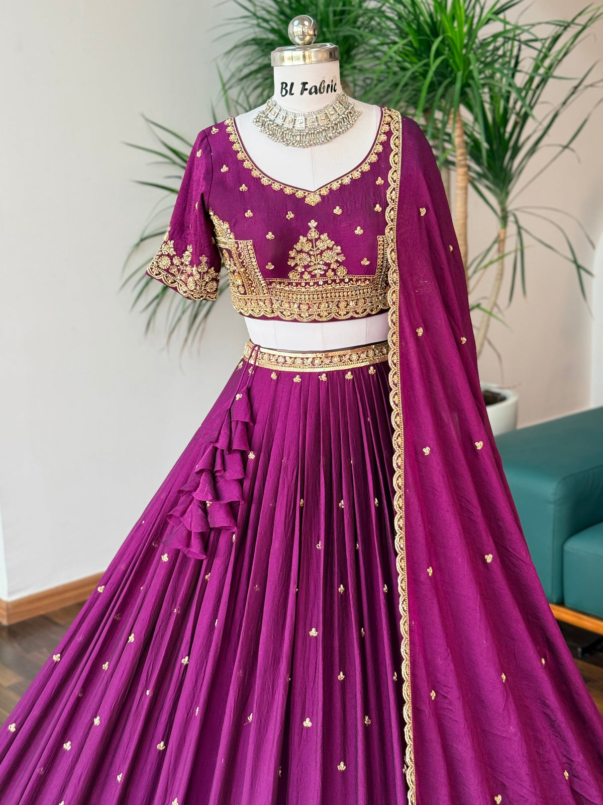 Wine Purple color Bids Embroidery work Designer Lehenga Choli BL1708