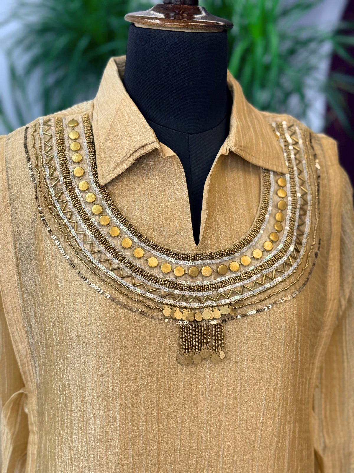 Cream Handwork Necklace Sharara set BLS117