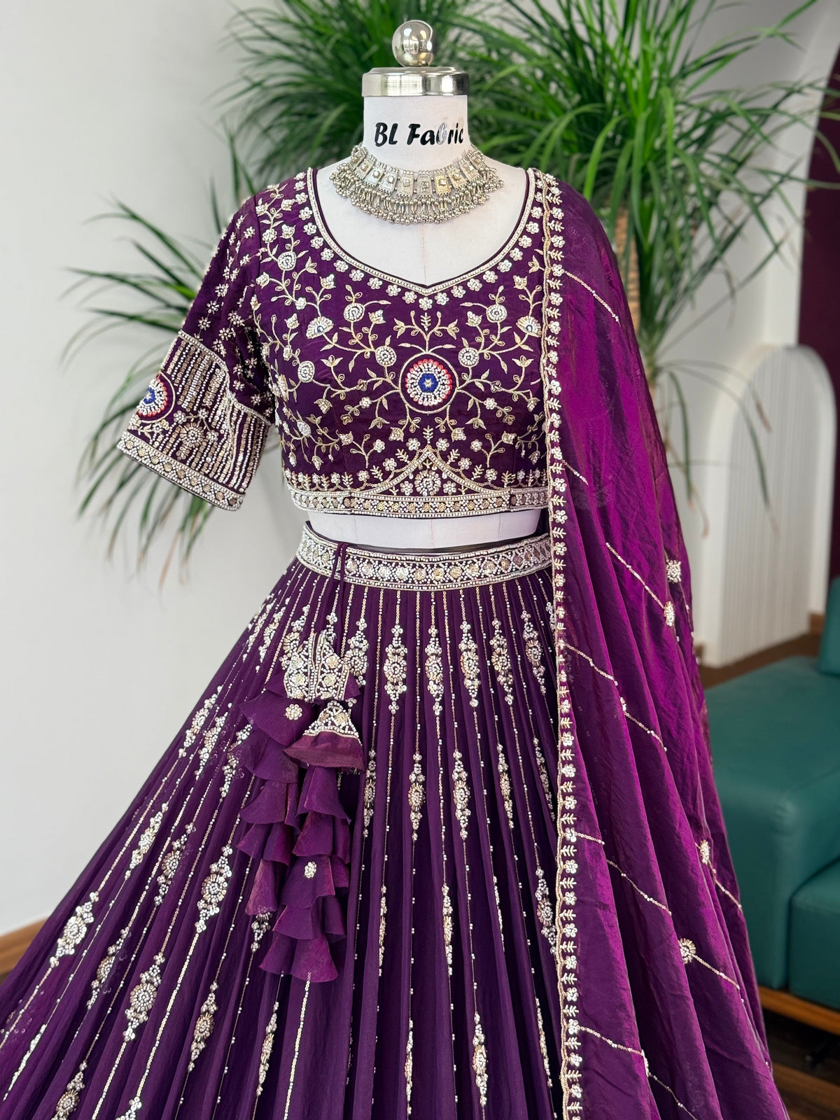Purple color Designer Bids Embroidery work Lehenga choli BL1741