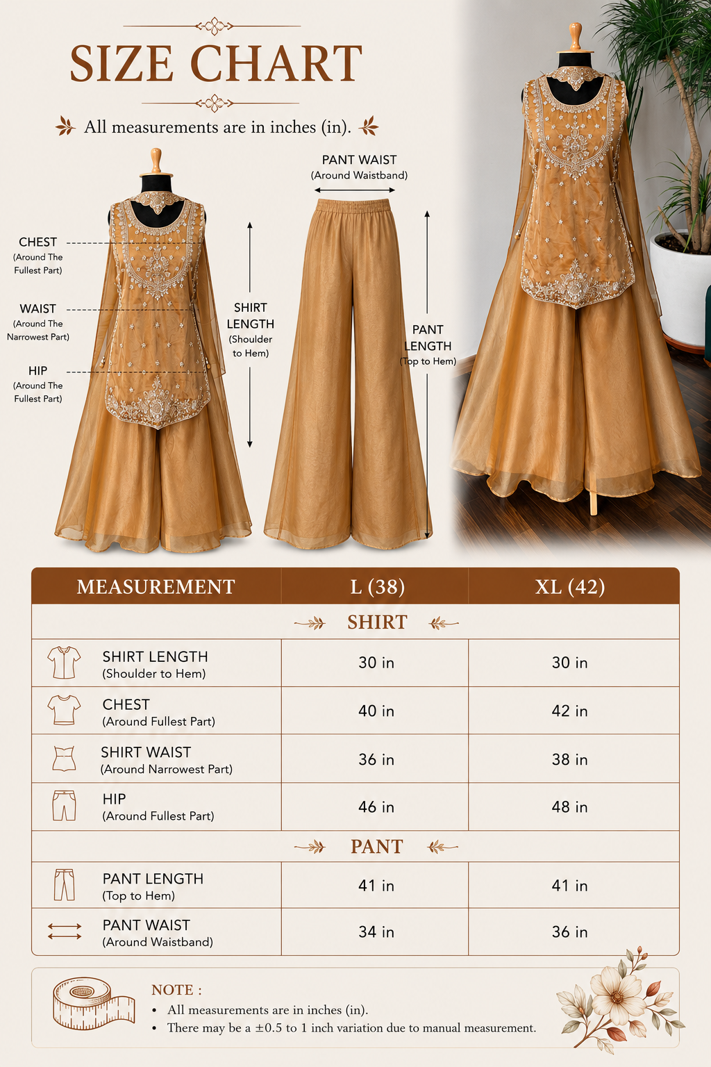 Golden color Bids Embroidery work Sharara set BLS125
