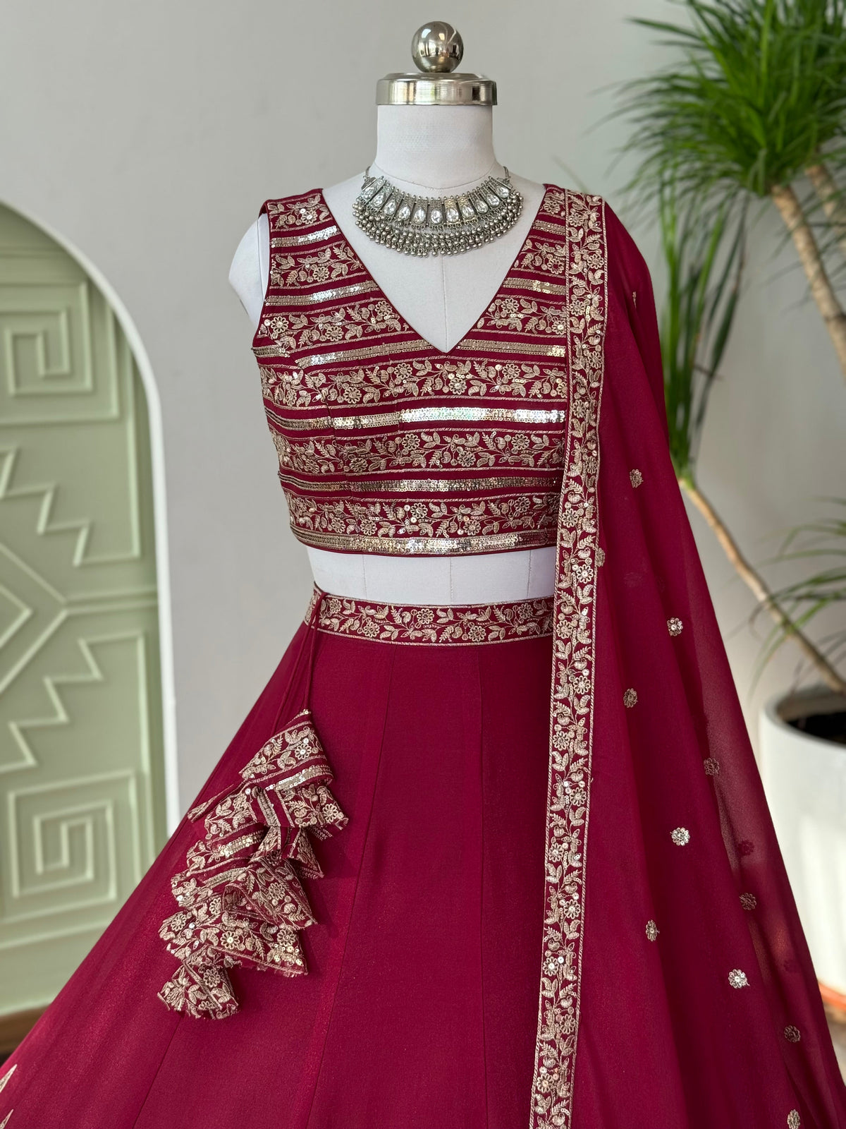Wine Maroon color Sequence Embroidery work Designer Lehenga Choli BL1645