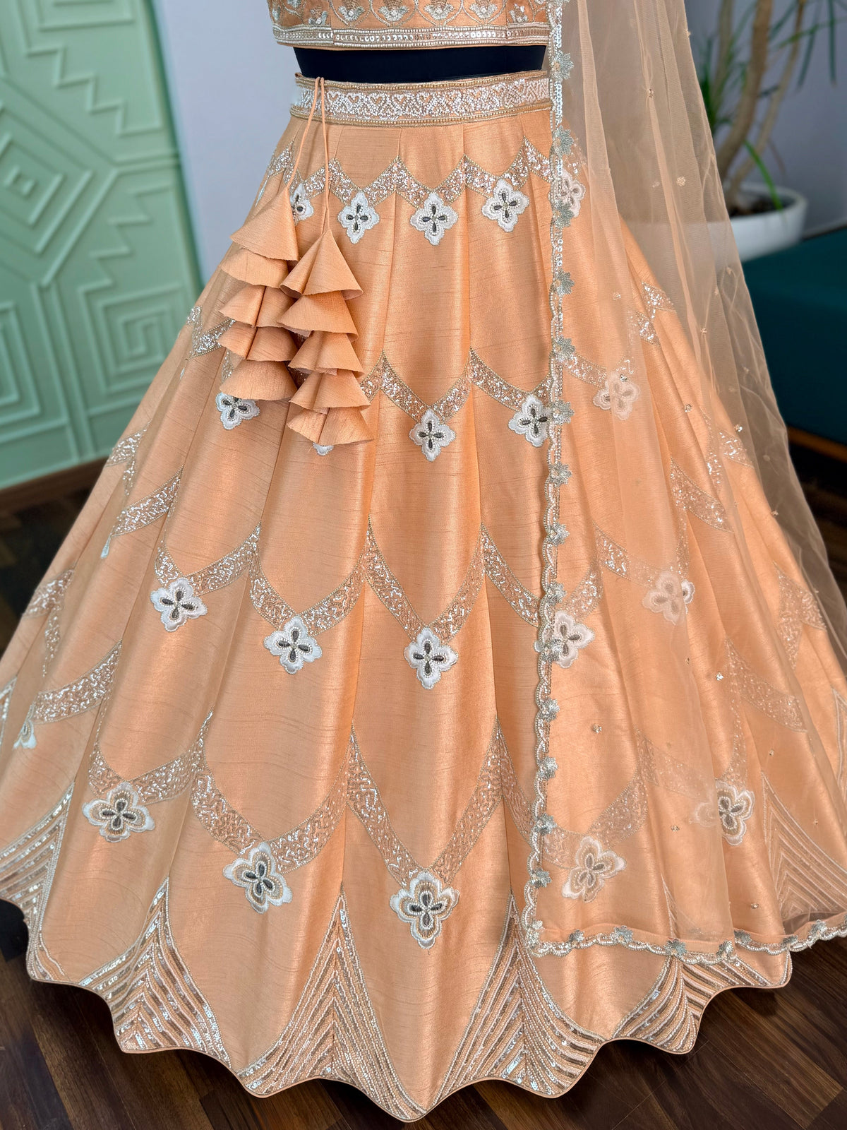 Dusty Peach color Designer Bids Embroidery work Lehenga choli BL1733