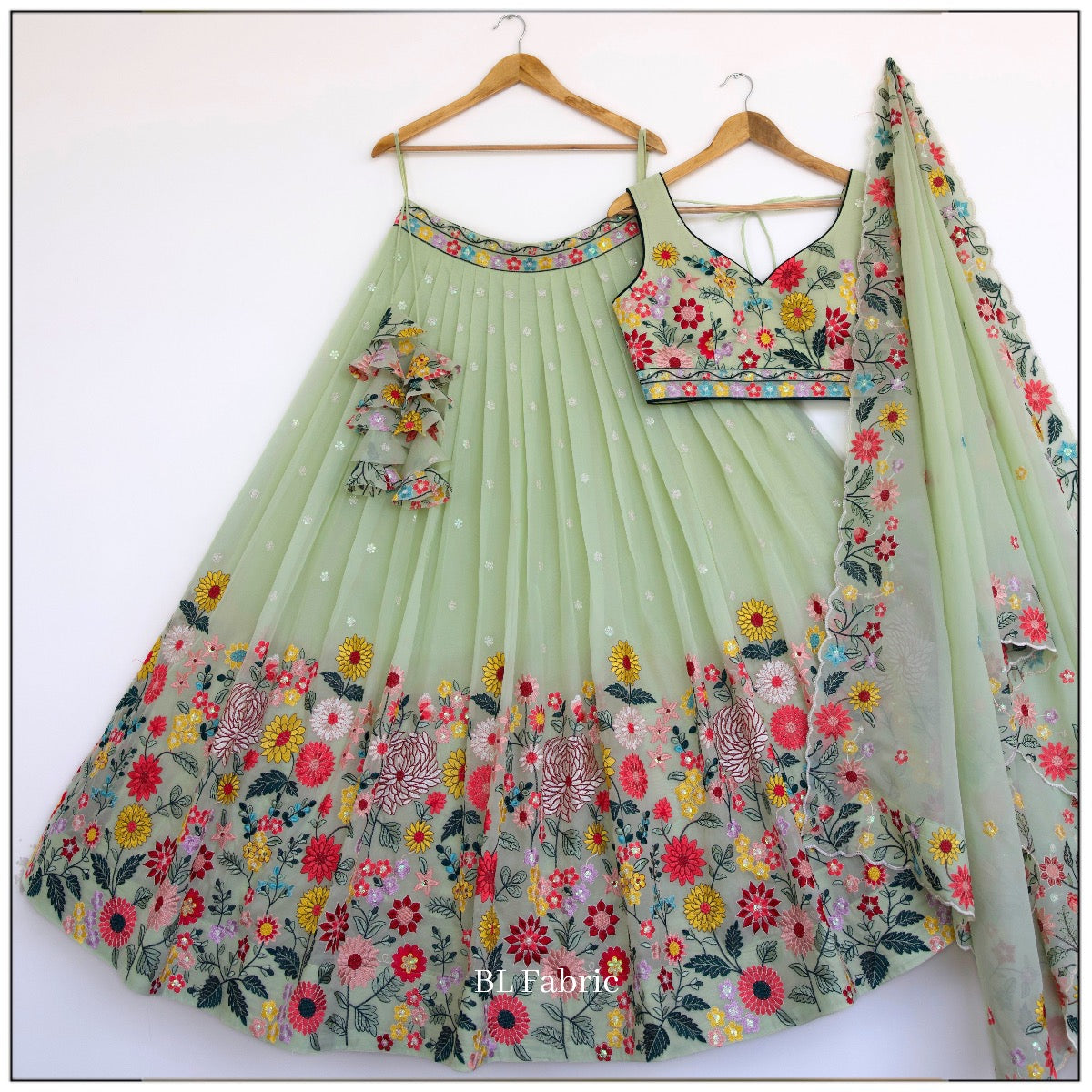 Pastal Green color Sequence Embroidery work Designer Lehenga Choli for Wedding Function BL1389