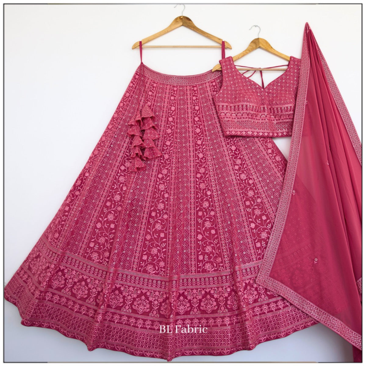 Rosy Peach color Sequence & Thread Embroidery work Designer Lehenga Choli for Wedding Function BL1396