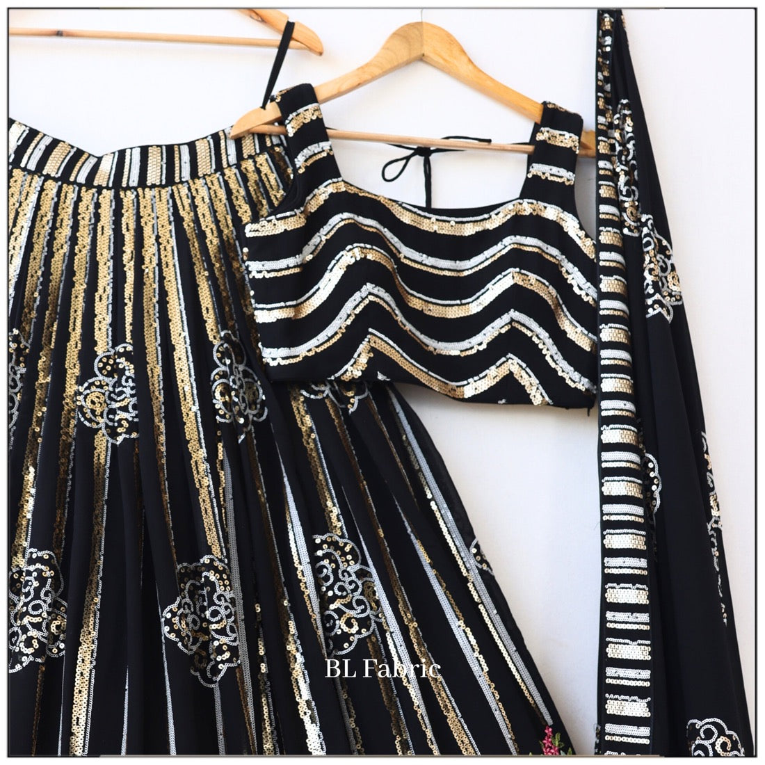Black color Sequence & Embroidery work Designer Lehenga choli for any Function BL1234