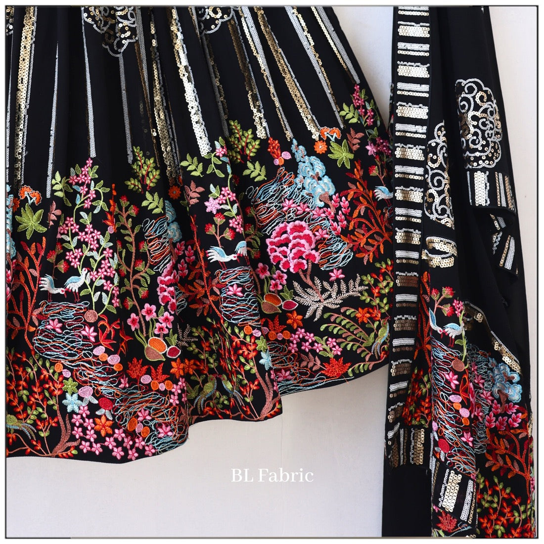 Black color Sequence & Embroidery work Designer Lehenga choli for any Function BL1234