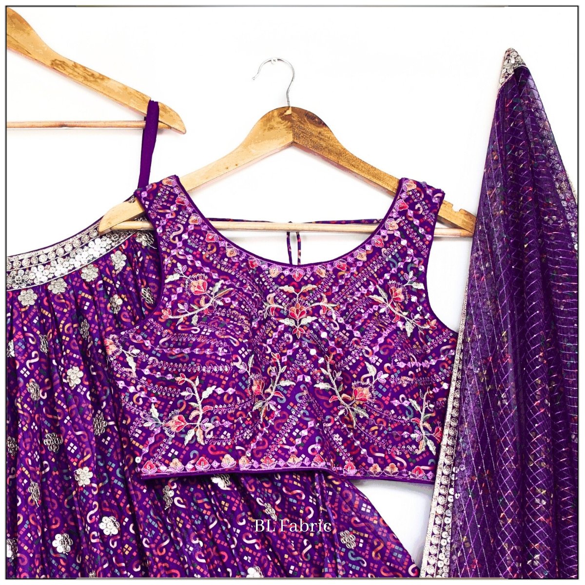 Purple Printed color Sequence Embroidery work Designer Lehenga Choli for Wedding Function BL1426