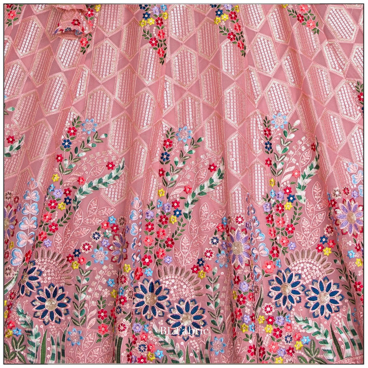 Light Pink color Sequence Embroidery work Designer Lehenga choli for Wedding Function BL1437