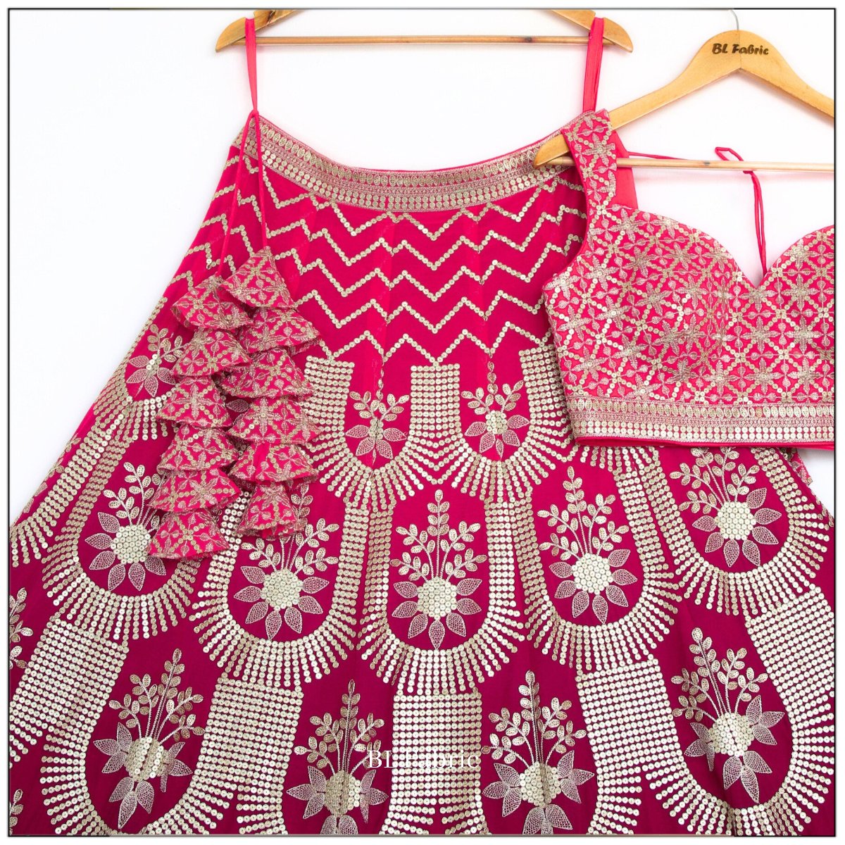 Shadding Pink color Sequence Embroidery work Designer Lehenga Choli for Wedding Function BL1458