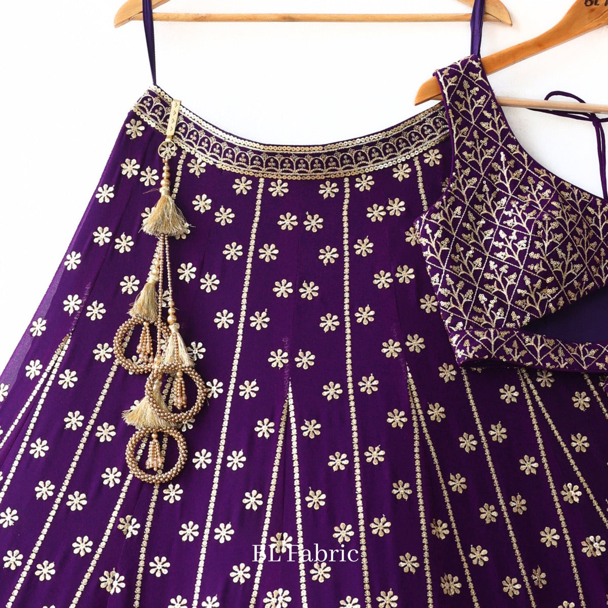 Purple color Sequence & Thread work Designer Wedding Lehenga Choli For Wedding Function BL1283