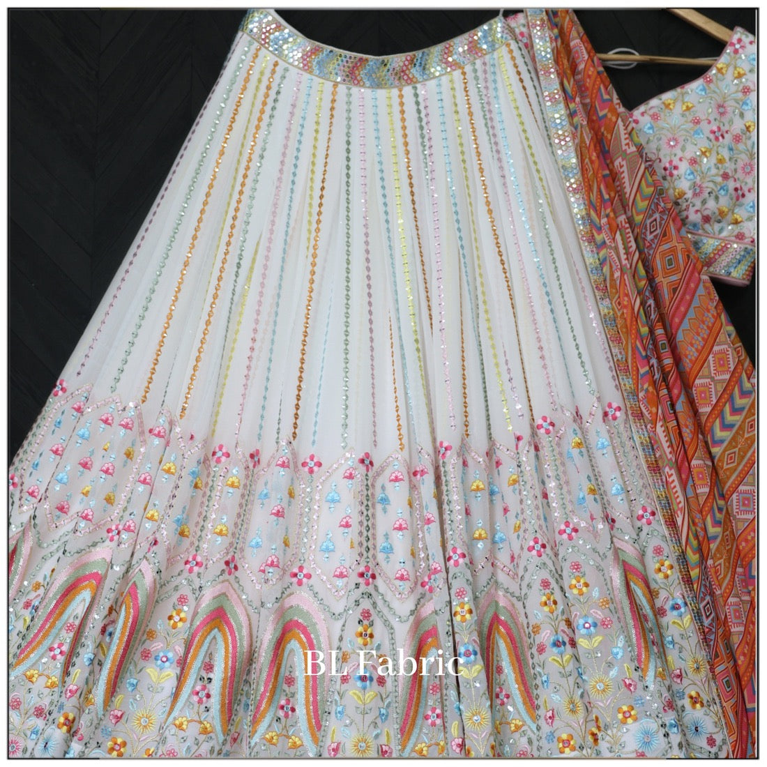 White color Embroidery & Sequence work Designer Lehenga Choli BL1221