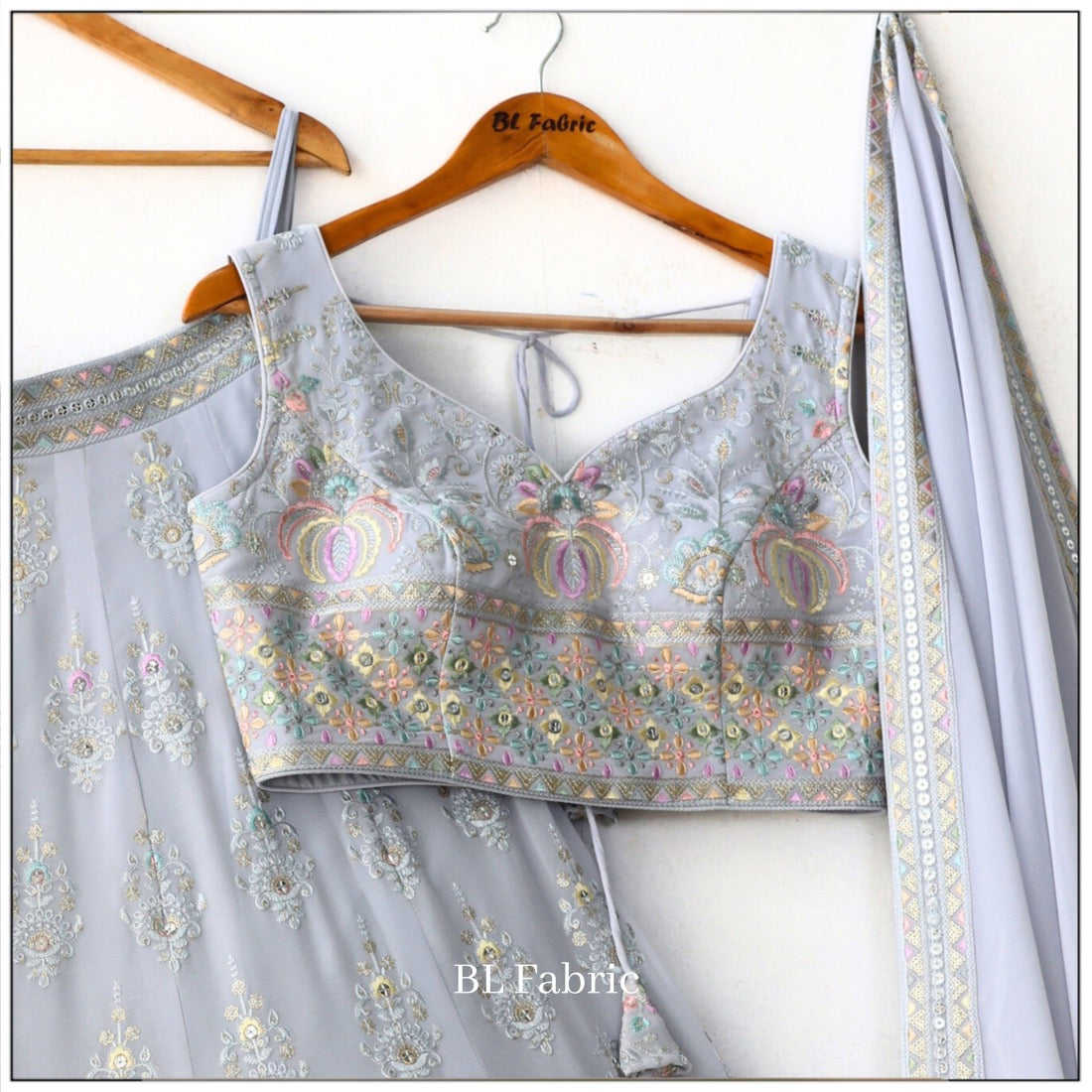 Grey color Sequence & Mirror Embroidery work Designer Wedding Lehenga Choli BL1323
