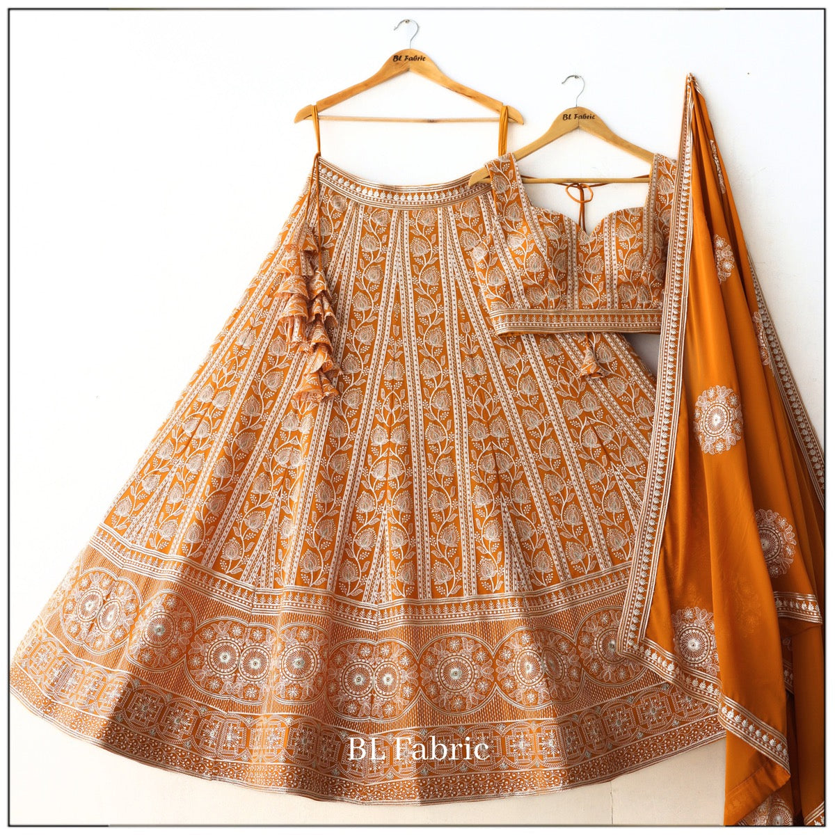 Orange color Sequence & Thread Embroidery work Designer Wedding Lehenga Choli BL1324