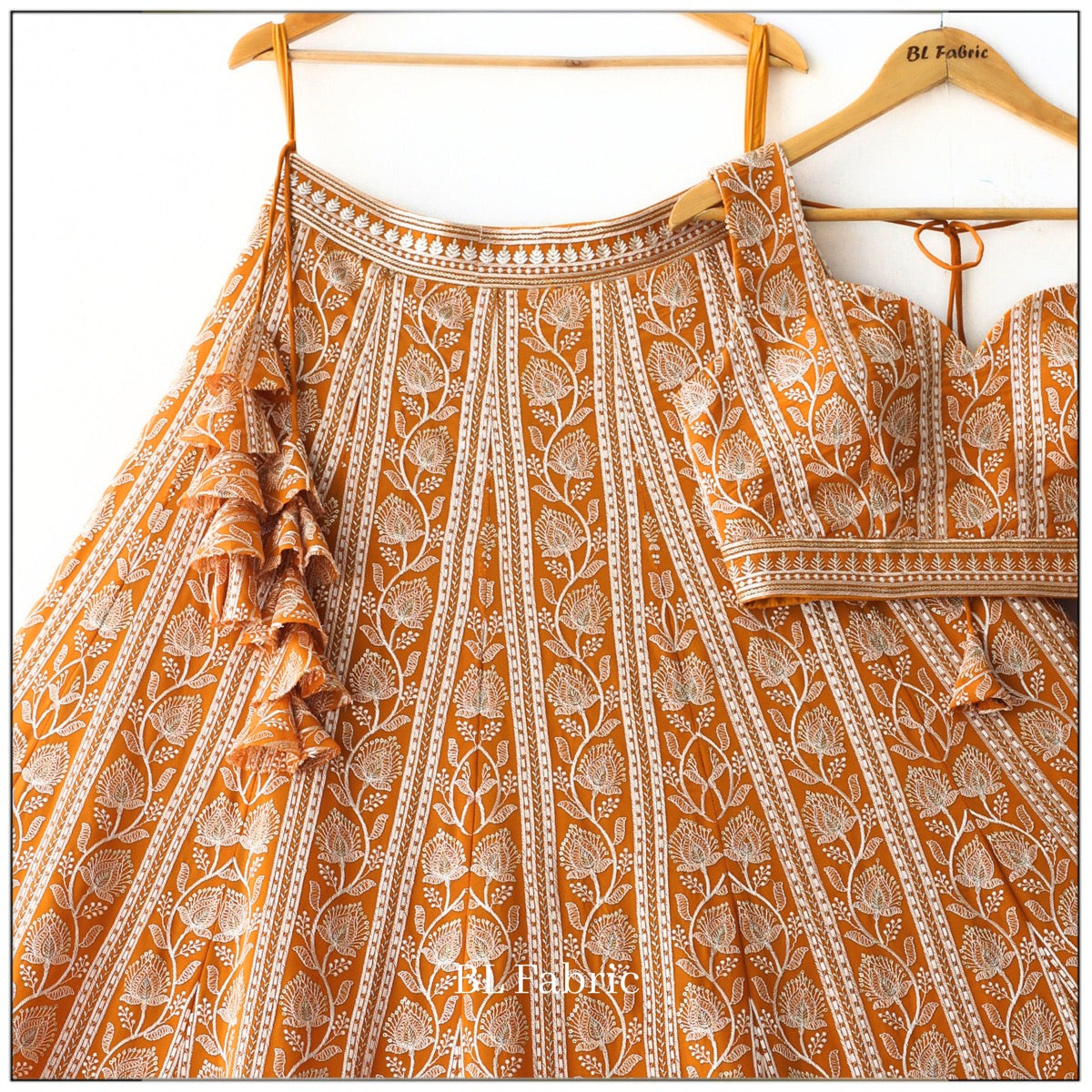 Orange color Sequence & Thread Embroidery work Designer Wedding Lehenga Choli BL1324