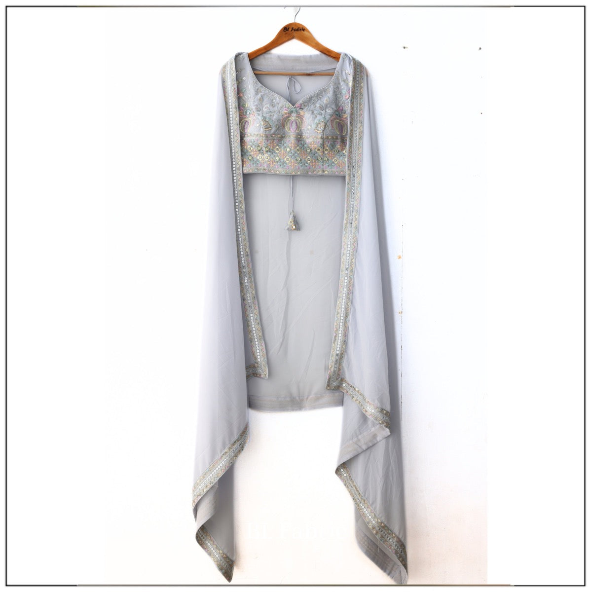 Grey color Sequence & Mirror Embroidery work Designer Wedding Lehenga Choli BL1323