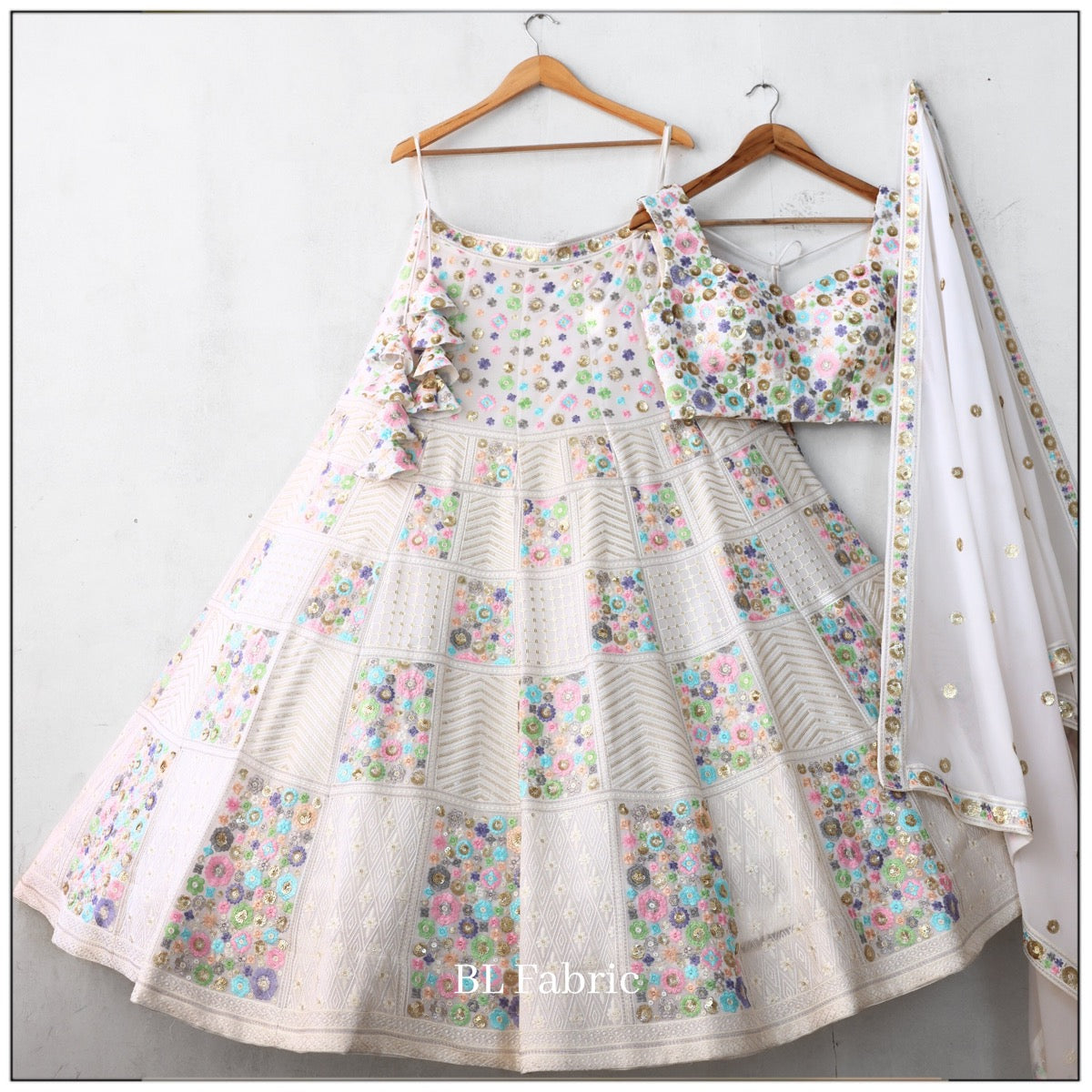White color Sequence Zari work Designer Wedding Lehenga Choli For Wedding Function BL1342