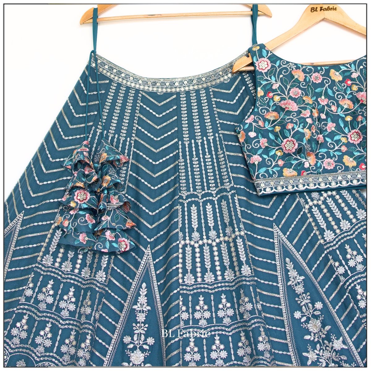 Light Blue color Embroidery & Sequence work Designer Lehenga Choli for Wedding Function BL1452